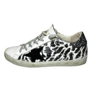 Golden Goose Superstar Animal Leopard Glitter Heel Low Top Sneakers Size 37